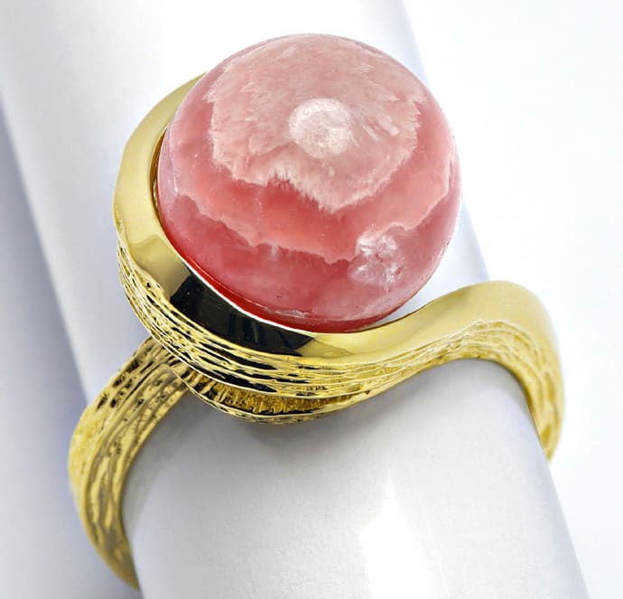 Foto 1 - Designer-Ring mit Rhodochrosit-Kugel Gelbgold, R1449