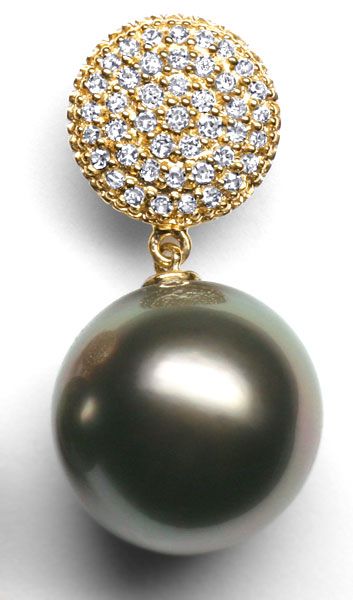 Foto 2 - Gold-Ohrhänger mit 86 Diamanten und 11,9mm Tahitiperlen, R3569