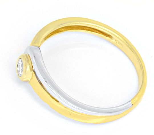 Foto 3 - Zweifarbiger Diamant-Solitär Ring 0,10ct Brillant, S6015